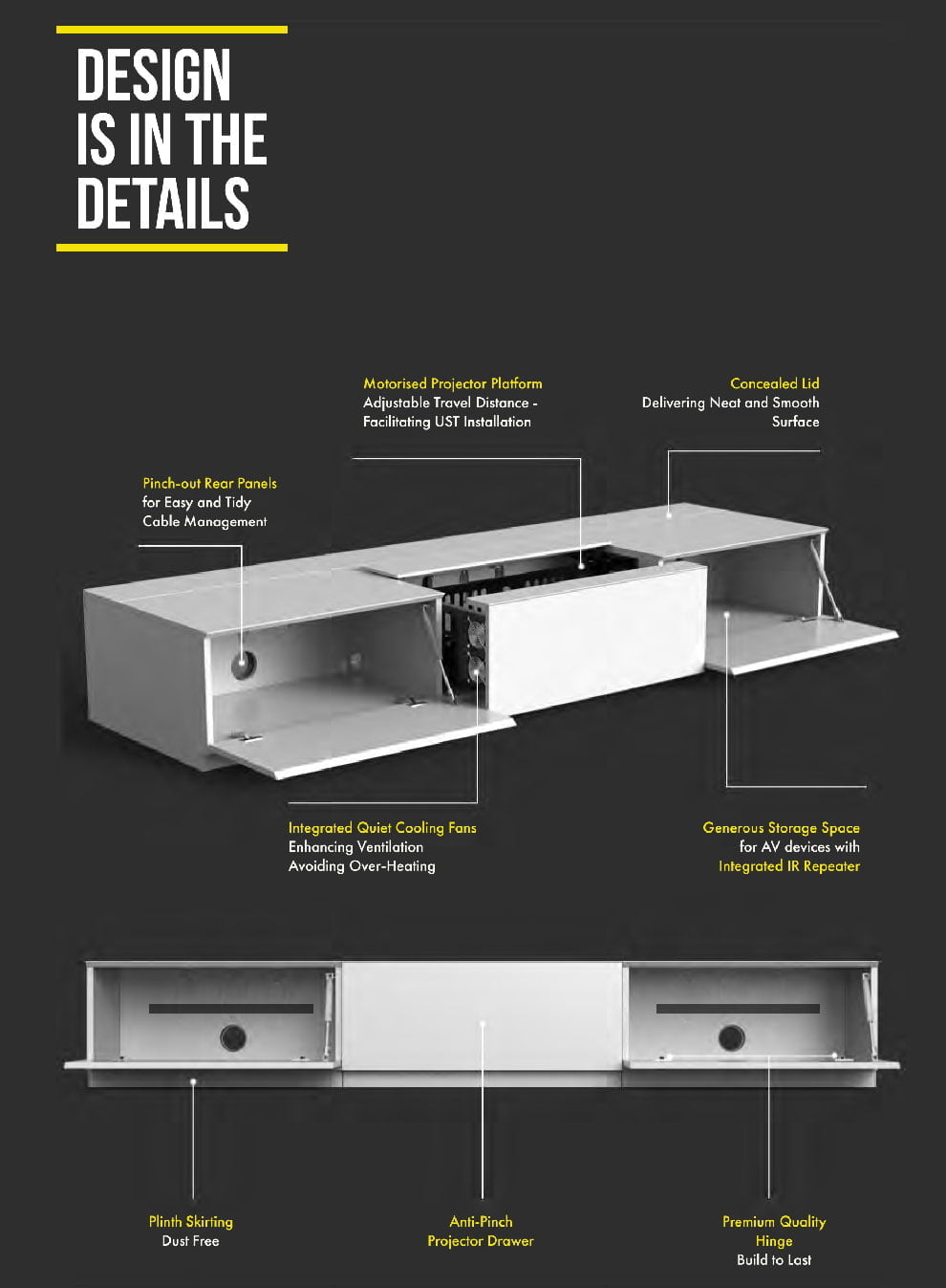 Motorised UST Laser TV cabinet