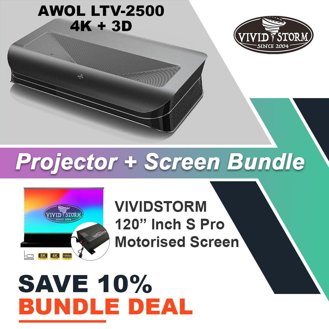 AWOL Vision 4K 3D Triple Laser Projector LTV2500 + VIVIDSTORM S Pro