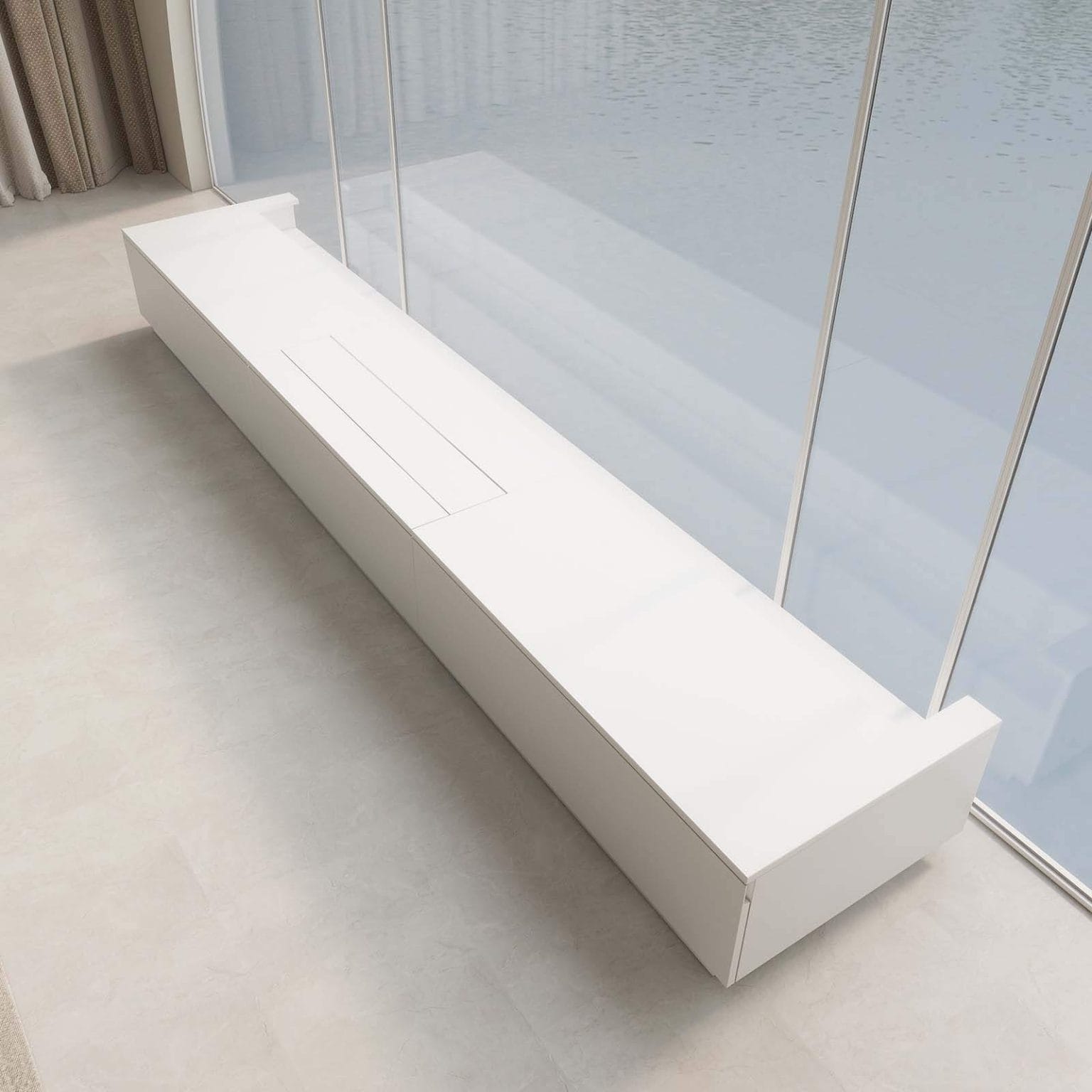 VIVIDSTORM Motorized Laser TV Cabinet Barcelona Mark III - White, 120" inch