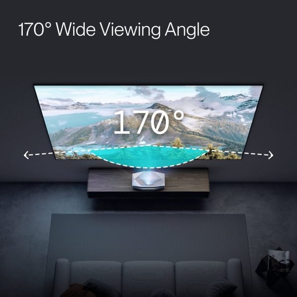 AWOL Vision CineContrast Fixed Frame Soft Gray Projector Screen - 170 degree wide viewing angle