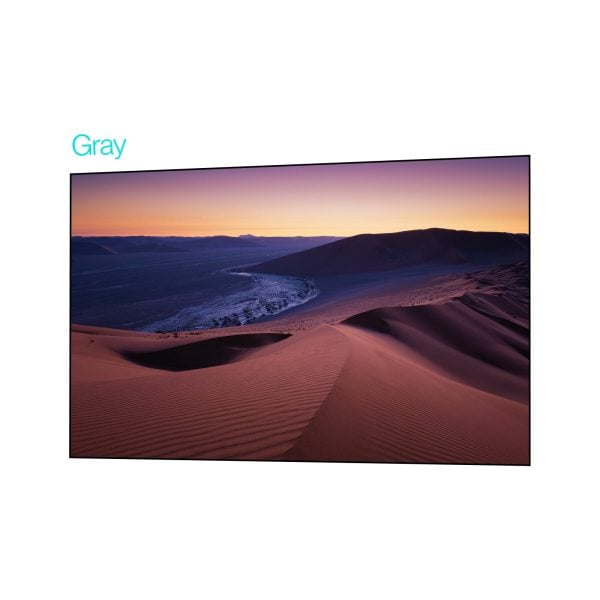 AWOL Vision CineContrast Fixed Frame Soft Gray Projector Screen - front view of the soft gray screen