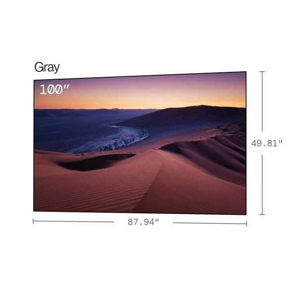 AWOL Vision CineContrast Fixed Frame Soft Gray Projector Screen - 100 inch size dimensions