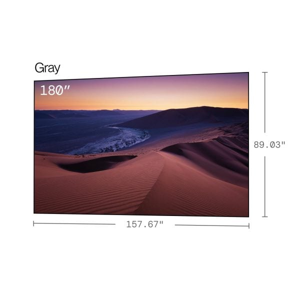 AWOL Vision CineContrast Fixed Frame Soft Gray Projector Screen - 180 inch size dimensions