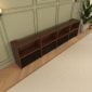 VIVIDSTORM Nexus Motorised Projector Screen Cabinet - angled view of the walnut cabinet