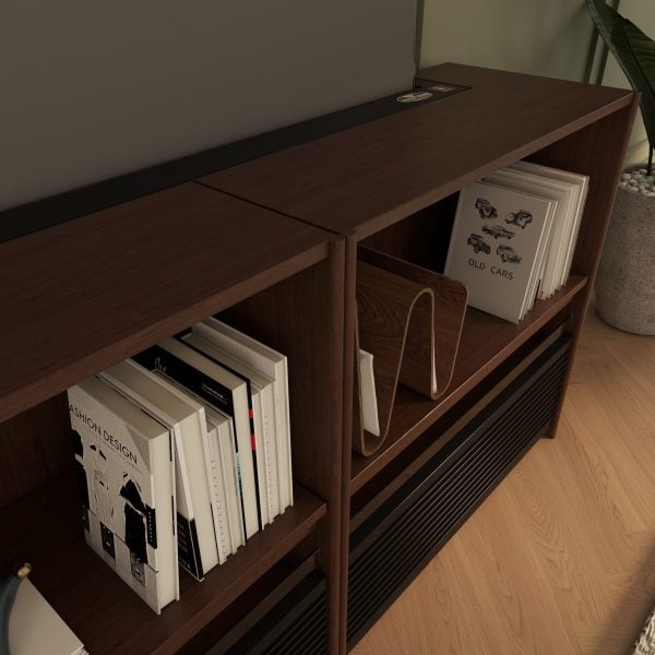 VIVIDSTORM Nexus Motorised Projector Screen Cabinet - open shelf storage detail