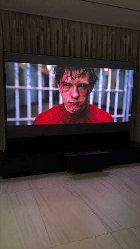 Click to view full screen VIVIDSTORM S PRO Motorised Floor Rising ALR/CLR UST Laser Projector Screen photo review